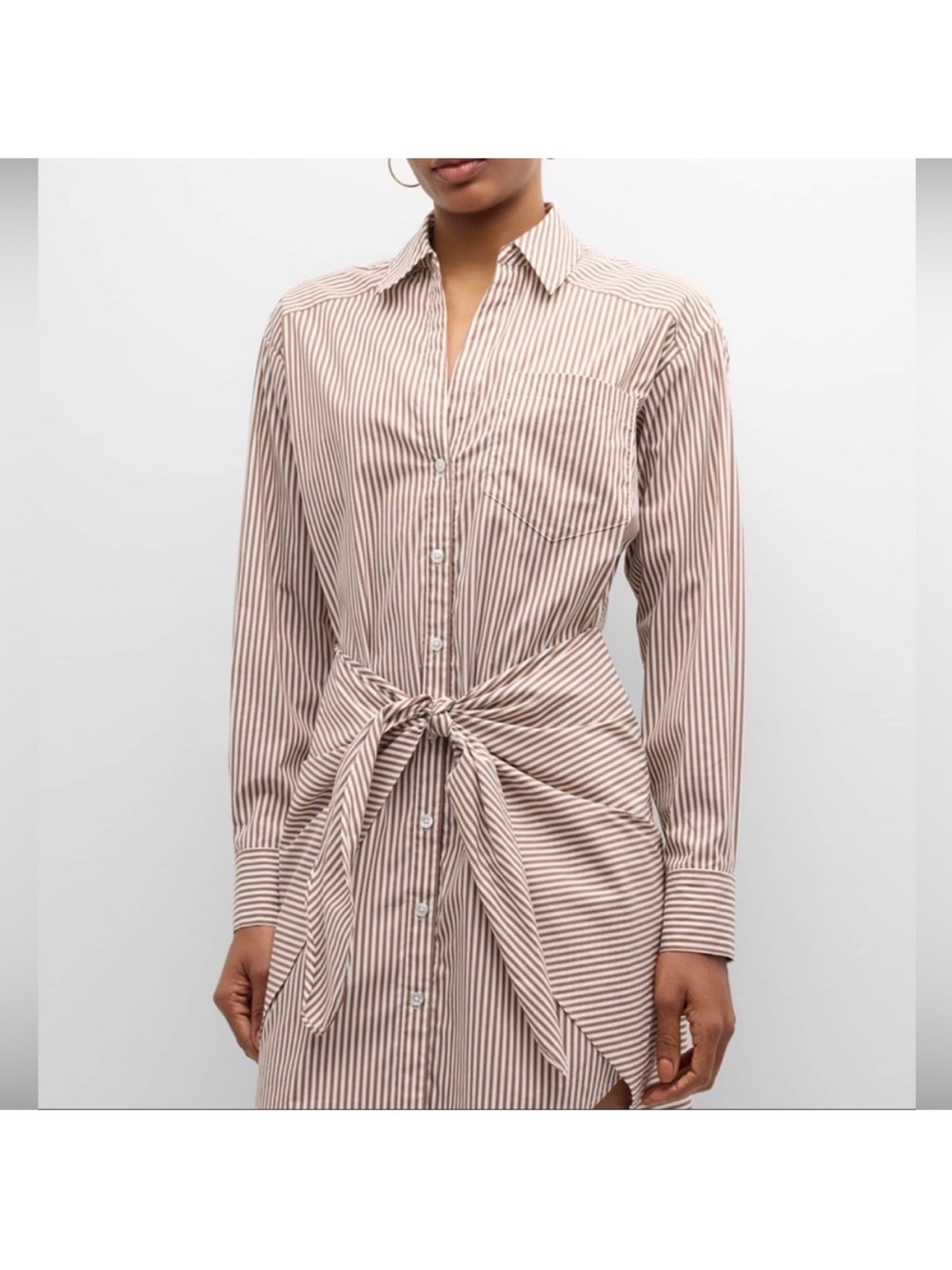 Veronica Beard Ochre and White Striped Shirtdress